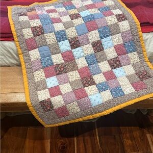 Patchwork Quilt with Yellow Border